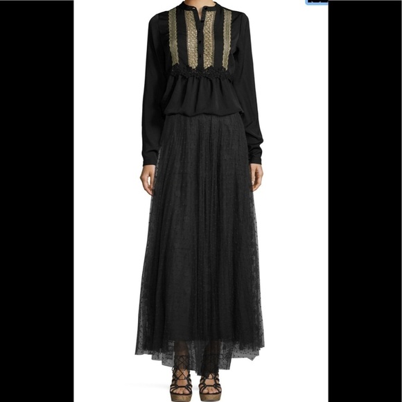 Hiche Dotted Mesh Maxi Black Skirt XS - Picture 1 of 8